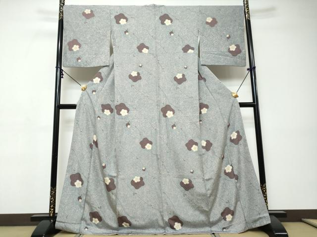 平和屋着物●上質な小紋　舞梅文　金糸　正絹　逸品　DABI9423ud