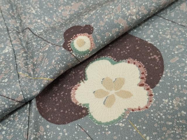 平和屋着物●上質な小紋　舞梅文　金糸　正絹　逸品　DABI9423ud
