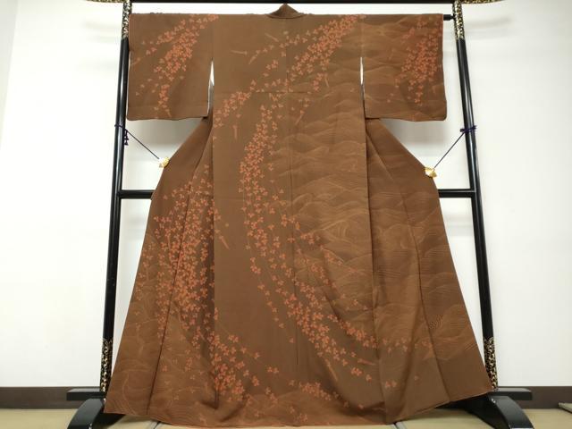 平和屋着物●訪問着　流水枝葉文　正絹　逸品　DABI9424ud