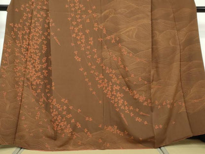 平和屋着物●訪問着　流水枝葉文　正絹　逸品　DABI9424ud