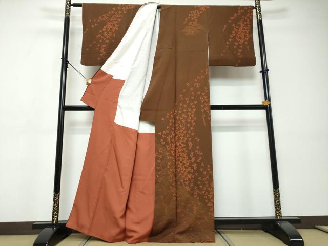 平和屋着物●訪問着　流水枝葉文　正絹　逸品　DABI9424ud