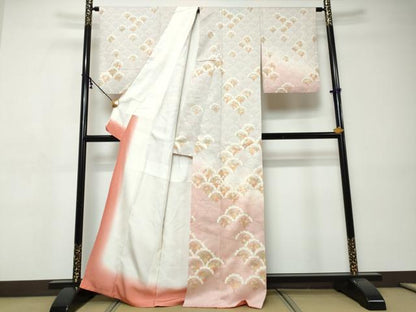 平和屋着物●訪問着　青海波花文　暈し染め　金彩　正絹　逸品　DABI9425ud