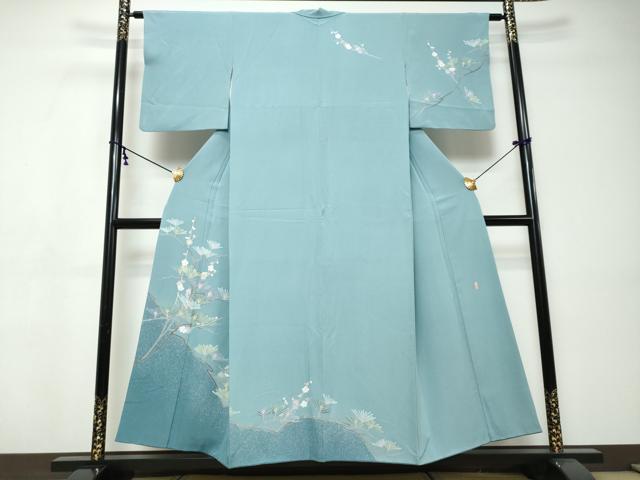 平和屋着物●十日町友禅　女流作家　遠田藤舟　訪問着　枝梅文　正絹　逸品　DABI9426ud