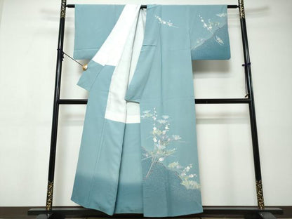 平和屋着物●十日町友禅　女流作家　遠田藤舟　訪問着　枝梅文　正絹　逸品　DABI9426ud