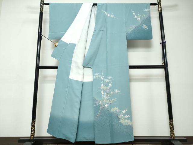 平和屋着物●十日町友禅　女流作家　遠田藤舟　訪問着　枝梅文　正絹　逸品　DABI9426ud