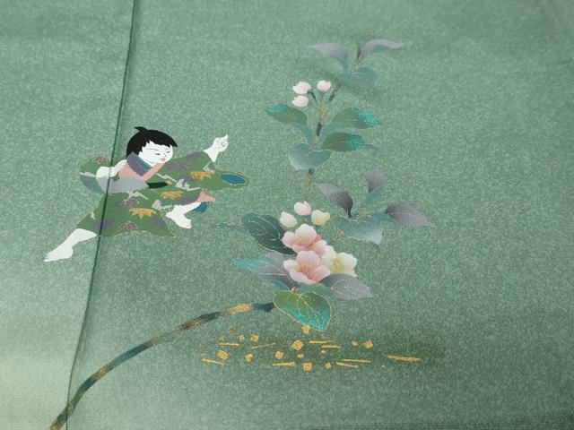 平和屋着物●訪問着　童子遊び　暈し染め　金彩　正絹　逸品　DABI9427ud