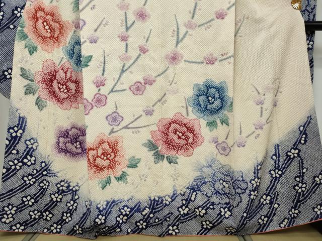 平和屋着物●名門　藤娘きぬたや・総絞り　振袖　枝花文　正絹　逸品　DABI9432ud