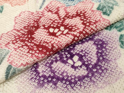 平和屋着物●名門　藤娘きぬたや・総絞り　振袖　枝花文　正絹　逸品　DABI9432ud
