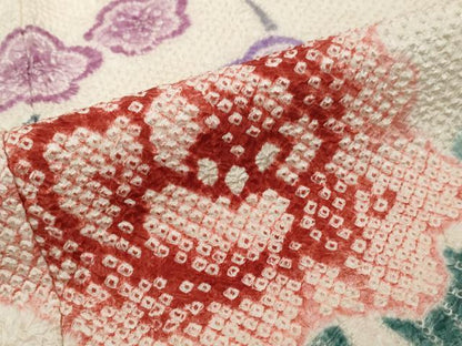 平和屋着物●名門　藤娘きぬたや・総絞り　振袖　枝花文　正絹　逸品　DABI9432ud