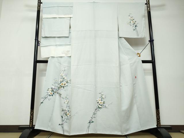 平和屋着物●本加賀友禅作家　南 克治　訪問着　枝花文　反端付き　正絹　逸品　DABI9434ud