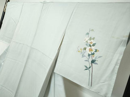 平和屋着物●本加賀友禅作家　南 克治　訪問着　枝花文　反端付き　正絹　逸品　DABI9434ud