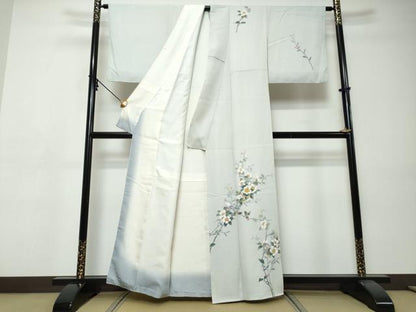 平和屋着物●本加賀友禅作家　南 克治　訪問着　枝花文　反端付き　正絹　逸品　DABI9434ud