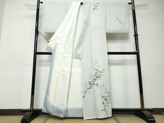 平和屋着物●本加賀友禅作家　南 克治　訪問着　枝花文　反端付き　正絹　逸品　DABI9434ud