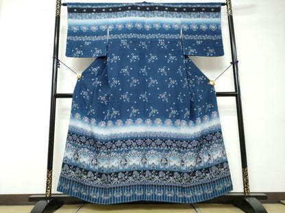 平和屋着物●訪問着　横段更紗花文　暈し染め　やまと誂製　正絹　逸品　未使用　DABI9437ud