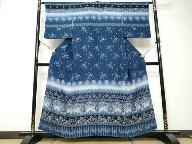 平和屋着物●訪問着　横段更紗花文　暈し染め　やまと誂製　正絹　逸品　未使用　DABI9437ud
