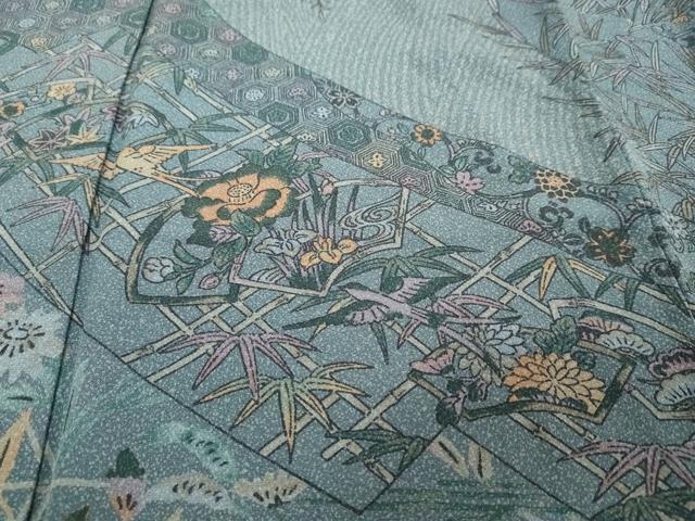 平和屋着物●訪問着　花鳥文　正絹　逸品　DABI9439ud