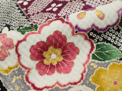 平和屋着物●豪華振袖　駒刺繍　熨斗草花文　金彩　正絹　逸品　DABI9442ud