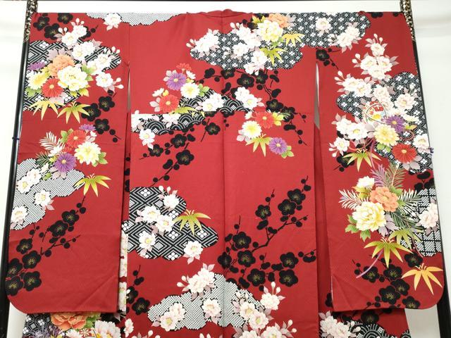 平和屋着物●豪華振袖　駒刺繍　手毬草花文　金彩　正絹　逸品　DABI9443ud
