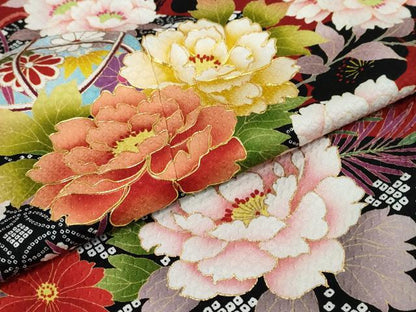 平和屋着物●豪華振袖　駒刺繍　手毬草花文　金彩　正絹　逸品　DABI9443ud