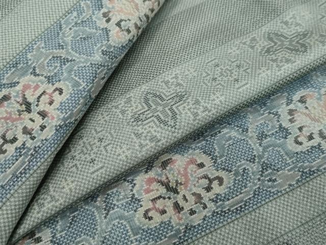 平和屋着物●本場大島紬　総絣　横段更紗花文　正絹　逸品　DABI9454ud