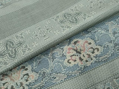 平和屋着物●本場大島紬　総絣　横段更紗花文　正絹　逸品　DABI9454ud