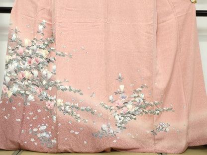平和屋着物●訪問着　友禅　草花文　暈し染め　正絹　逸品　DABI9459ud