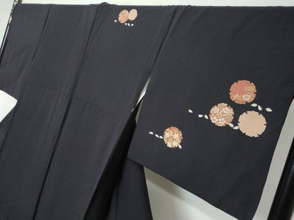 平和屋着物●訪問着　雪輪花文　金彩　正絹　逸品　DABI9461ud