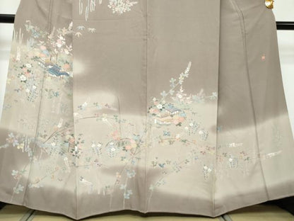 平和屋着物●訪問着　友禅　作家物　風景花文　暈し染め　正絹　逸品　DABI9462ud