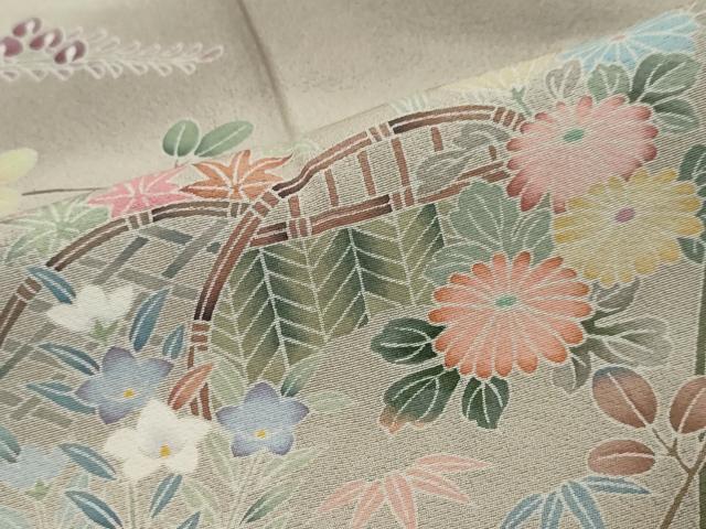 平和屋着物●訪問着　友禅　作家物　風景花文　暈し染め　正絹　逸品　DABI9462ud