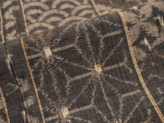 平和屋着物●伝統工芸士　岡田勇　紬　吉祥間道　証紙付き　ロング丈　正絹　逸品　DABI9467ud　