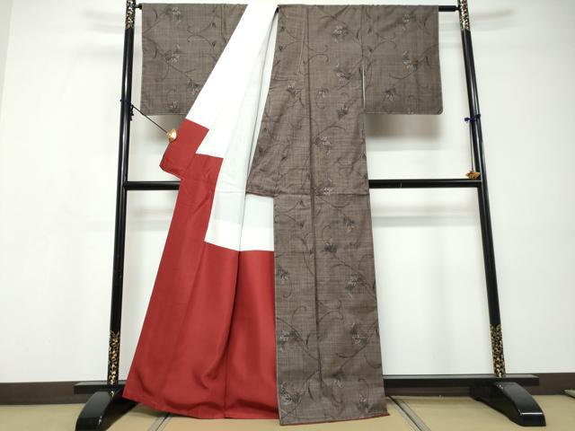 平和屋着物●本場大島紬　7マルキ　花唐草文　正絹　逸品　未使用　DABI9470ud