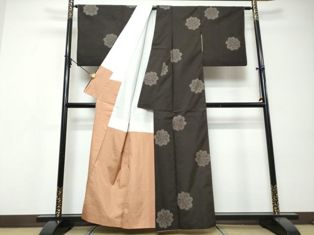 平和屋着物●本場大島紬　7マルキ　地空き　舞花文　正絹　逸品　DABI9473ud