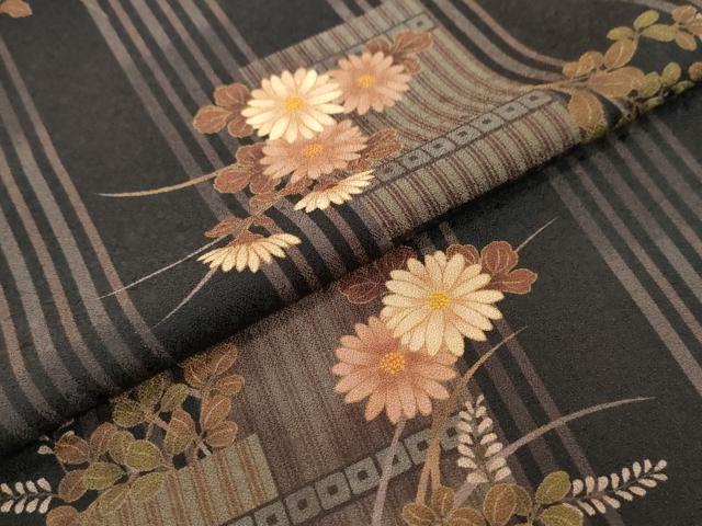 平和屋着物●上質な小紋　草花文　ロング丈　正絹　逸品　DABI9476ud