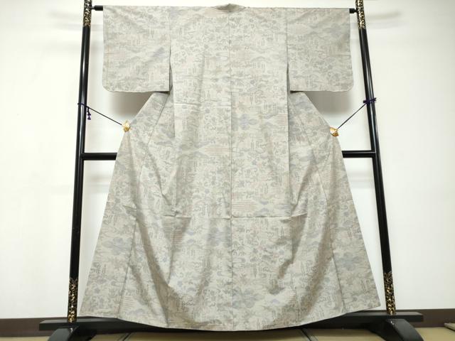 平和屋着物▼本場大島紬　流水草花文　小田急百貨店扱い　正絹　逸品　未使用　DABI9478ud