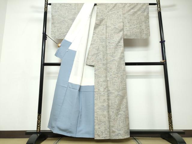 平和屋着物▼本場大島紬　流水草花文　小田急百貨店扱い　正絹　逸品　未使用　DABI9478ud