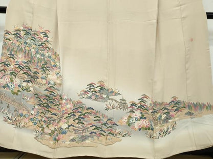 平和屋着物●本加賀友禅作家　鶴見保次　色留袖　風景樹林文　暈し染め　正絹　逸品　DABI9479ud