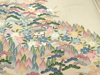 平和屋着物●本加賀友禅作家　鶴見保次　色留袖　風景樹林文　暈し染め　正絹　逸品　DABI9479ud