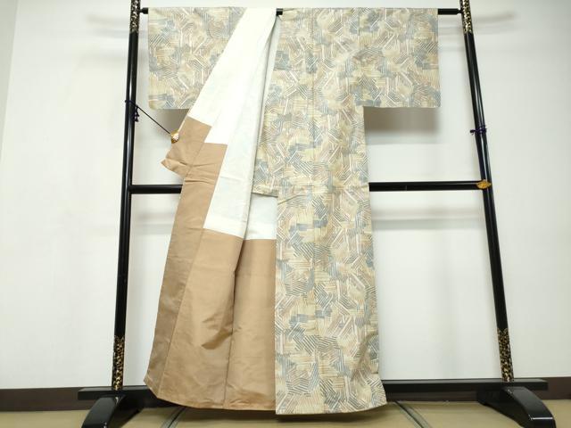 平和屋着物●上質な紬　抽象文様　正絹　逸品　未使用　DABI9480ud