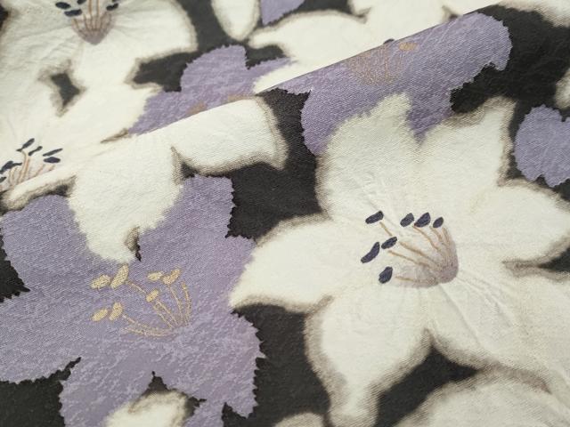 平和屋着物●訪問着　絞り　花尽くし文　黒地　金彩　正絹　逸品　DABI9484ud