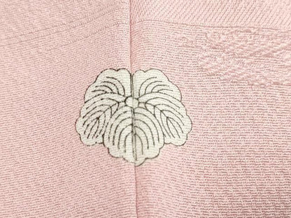 平和屋着物●上質な色無地　人物風景地紋　鴇色　正絹　逸品　DABI9486ud