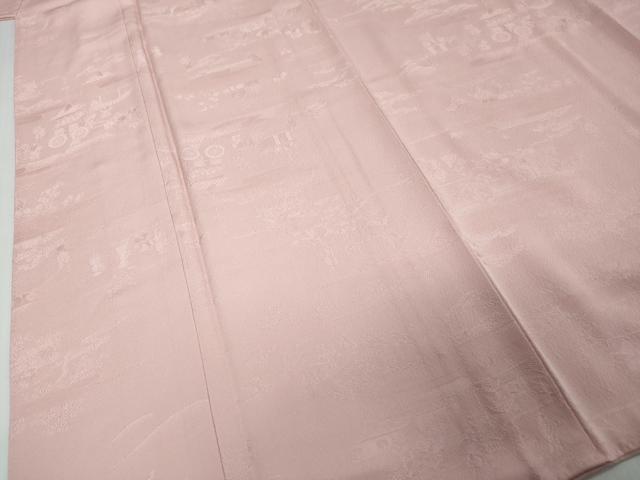 平和屋着物●上質な色無地　人物風景地紋　鴇色　正絹　逸品　DABI9486ud