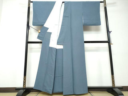 平和屋着物●上質な色無地　薄群青色　正絹　逸品　DABI9487ud