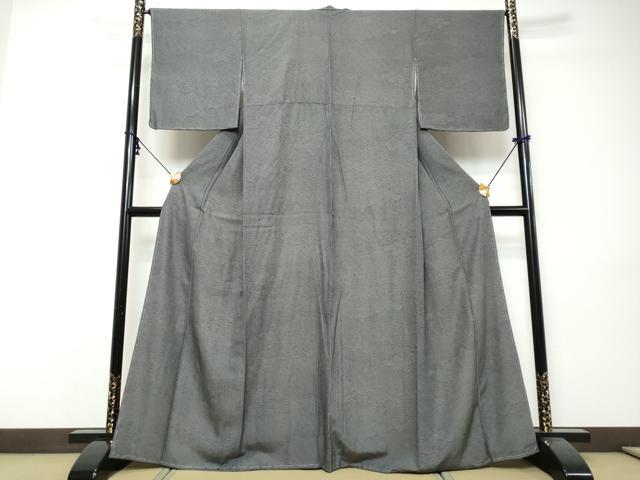 平和屋着物●江戸小紋　雲取り吉祥草花文　黒地　正絹　逸品　未使用　DABI9492ud