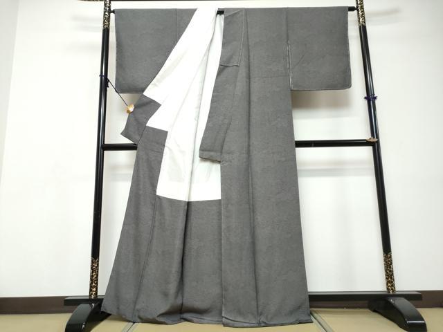 平和屋着物●江戸小紋　雲取り吉祥草花文　黒地　正絹　逸品　未使用　DABI9492ud