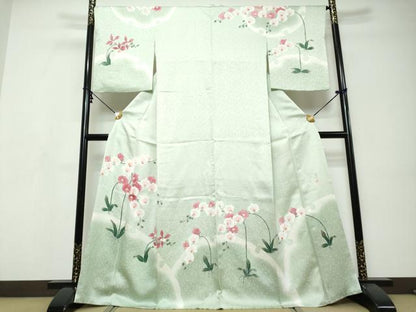 平和屋着物●訪問着　友禅　草花文　正絹　逸品　DABI9496ud