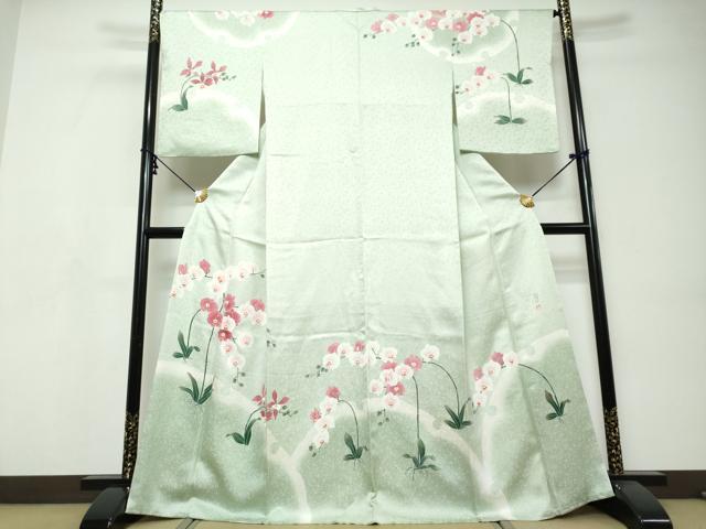 平和屋着物●訪問着　友禅　草花文　正絹　逸品　DABI9496ud