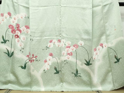 平和屋着物●訪問着　友禅　草花文　正絹　逸品　DABI9496ud