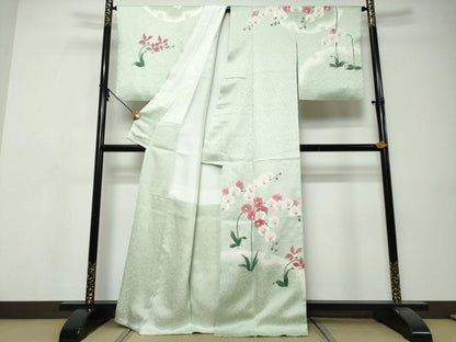 平和屋着物●訪問着　友禅　草花文　正絹　逸品　DABI9496ud
