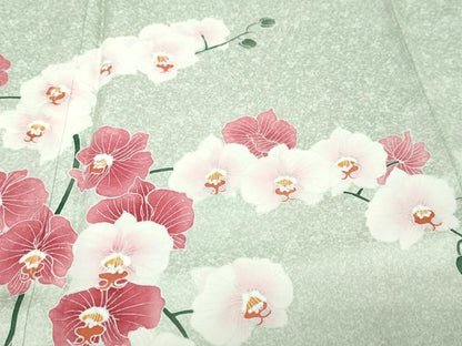 平和屋着物●訪問着　友禅　草花文　正絹　逸品　DABI9496ud