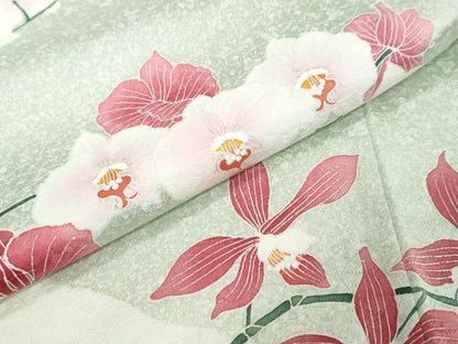 平和屋着物●訪問着　友禅　草花文　正絹　逸品　DABI9496ud